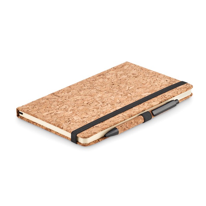A5 kurk notitieboek balpen set