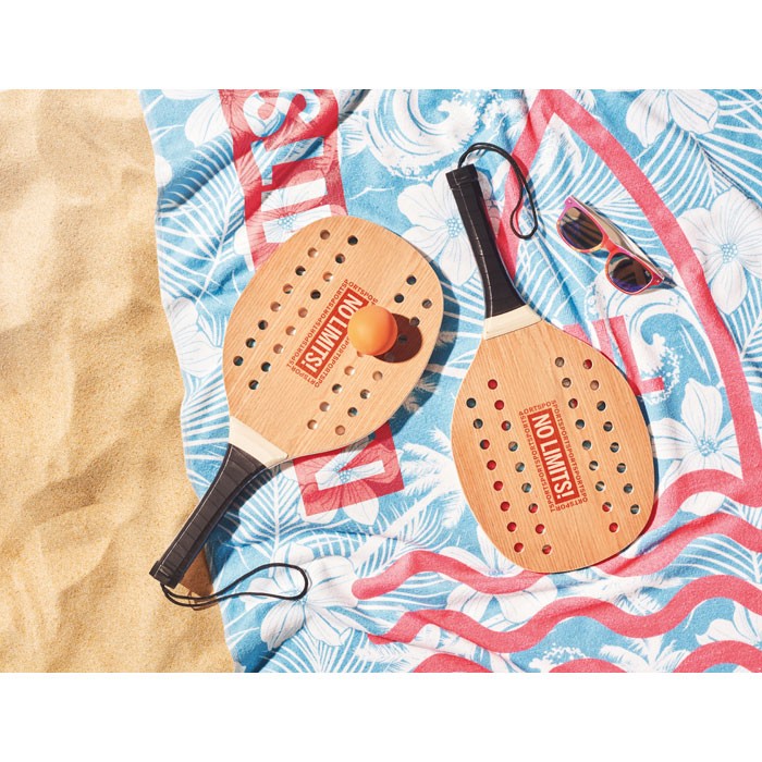 Rozenhout strand tennis set