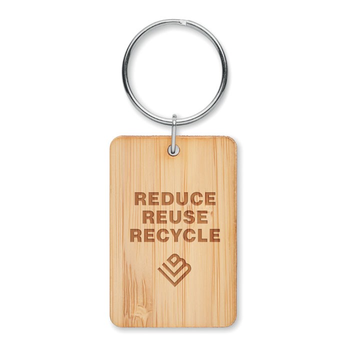 Bamboe rechthoek sleutelhanger