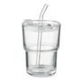 Glazen beker met rietje 400ml - transparant