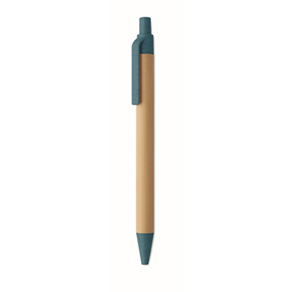 Bamboe balpen met drukknop - blauw