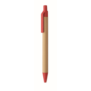 Bamboe balpen met drukknop - rood