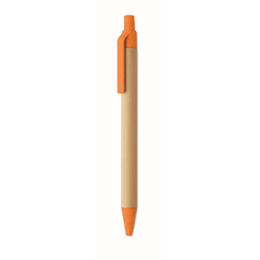 Bamboe balpen met drukknop - oranje