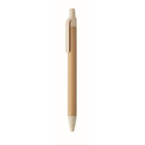 Bamboe balpen met drukknop - beige