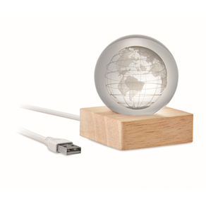 LED wereldbol glazen bol - hout