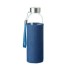 Glazen drinkfles in tasje - blauw